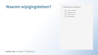 Waarom wijzigingsbeheer?




Twitter mee #T12RDa #TOPdesk12
 