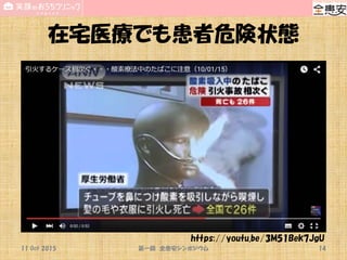 在宅医療でも患者危険状態
11 Oct 2015 第一回 全患安シンポジウム 14
https://youtu.be/3M51Bek7JgU
 