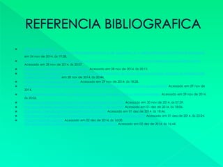  http://www.seconci-
rio.com.br/new/uploads/paginas/file/agenda/encontro_de_seguranca_jb_e_gilda.pdf?phpMyAdmin=EZc5h/Acessado
em 24 nov de 2014, ás 19:38.
 http://www.cursosegurancadotrabalho.net/2013/06/Os-riscos-fisicos-das-vibracoes-em-Seguranca-no-Trabalho.html/
Acessado em 28 nov de 2014, ás 20:07.
 http://www.grupoprevine.com.br/l-40.asp/ Acessado em 28 nov de 2014, ás 20:12.
 http://www.cursosegurancadotrabalho.net/2013/06/Problemas-de-saude-ocasionados-pela-vibracao-no-ambiente-de-
trabalho.html/Acessado em 28 nov de 2014, ás 20:44.
 http://www.conatig.org.br/?p=1390/ Acessado em 29 nov de 2014, ás 18:28.
 http://portaltrabalhoseguro.blogspot.com.br/2013/02/fundacentro-publica-normas-sobre.html/ Acessado em 29 nov de
2014.
 http://reviproject.wordpress.com/2010/07/26/nova-abordagem-para-a-medio-de-vibraes/ Acessado em 29 nov de 2014,
ás 20:02.
 http://www.portalocupacional.com.br/portal/materias/3/144/925/ Acessado em 30 nov de 2014, as 07:59.
 http://pt.wikipedia.org/wiki/Radia%C3%A7%C3%A3o_corpuscular/ Acessado em 01 dez de 2014, ás 18:06.
 http://www.cnen.gov.br/ensino/apostilas/rad_ion.pdf/ Acessado em 01 dez de 2014, ás 18:46.
 http://www.saude.pr.gov.br/modules/conteudo/conteudo.php?conteudo=824/ Acessado em 01 dez de 2014, ás 23:24.
 http://www.ebah.com.br/ Acessado em 02 dez de 2014, ás 16:00.
http://www.ebah.com.br/search?q=radia%C3%A7%C3%A3o/ Acessado em 02 dez de 2014, ás 16:44.
 