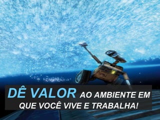 DÊ VALOR AO AMBIENTE EM QUE VOCÊ VIVE E TRABALHA!