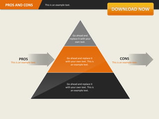 PROS AND CONS                This is an example text.




                                                       Go ahead and
                                                    replace it with your
                                                         own text.




         PROS                                    Go ahead and replace it             CONS
  This is an example text.                      with your own text. This is   This is an example text.
                                                     an example text.




                                                 Go ahead and replace it
                                                with your own text. This is
                                                     an example text.
 