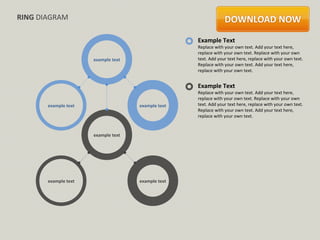 RING DIAGRAM

                                                    Example Text
                                                    Replace with your own text. Add your text here,
                                                    replace with your own text. Replace with your own
                      example text                  text. Add your text here, replace with your own text.
                                                    Replace with your own text. Add your text here,
                                                    replace with your own text.


                                                    Example Text
                                                    Replace with your own text. Add your text here,
                                                    replace with your own text. Replace with your own
       example text                  example text   text. Add your text here, replace with your own text.
                                                    Replace with your own text. Add your text here,
                                                    replace with your own text.


                      example text




       example text                  example text
 