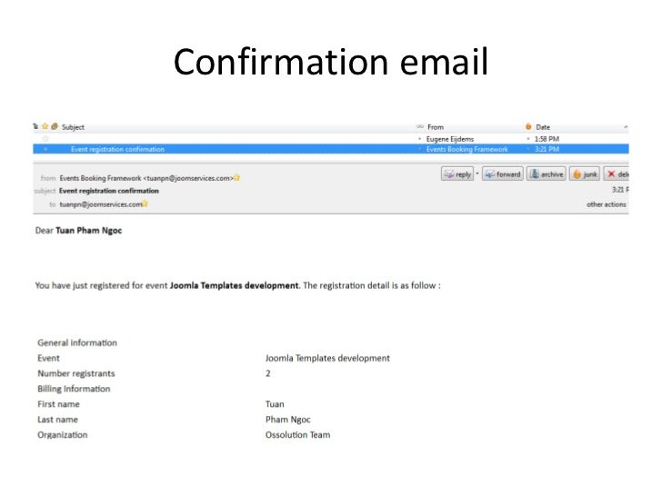 event booking extension