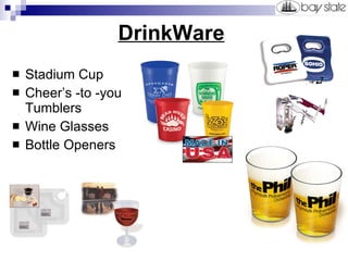 DrinkWare   Stadium Cup Cheer’s -to -you Tumblers Wine Glasses Bottle Openers 