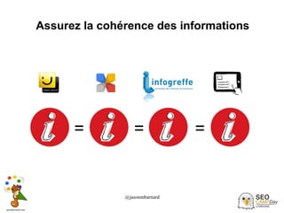 @jasonmbarnard 41
Assurez la cohérence des informations
= = =
 