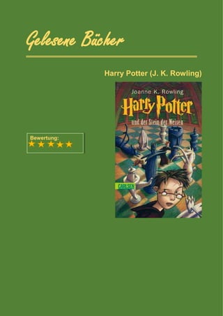 Gelesene Bücher
Harry Potter (J. K. Rowling)
Bewertung:
 