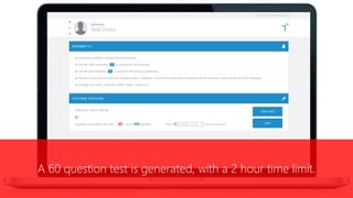 A 60 question test is generated, with a 2 hour time limit.
 