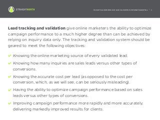 THE CRITICAL IMPORTANCE OF LEAD VALIDATION IN INTERNET MARKETING | 5
Lead tracking and validation give online marketers th...