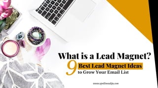 What is a Lead Magnet?
Best Lead Magnet Ideas
to Grow Your Email List9 www.apollineadiju.com
 