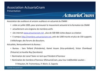 Association ActuariaCnam
Présentation


Association des auditeurs et anciens auditeurs en actuariat du CNAM :
    • créée ...