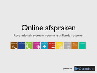Online afspraken
Revolutionair systeem voor verschillende sectoren




                                  powered by
 