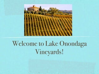 Welcome to Lake Onondaga
      Vineyards!
 