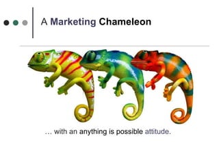 A  Marketing   Chameleon  …  with an  anything is possible   attitude . 