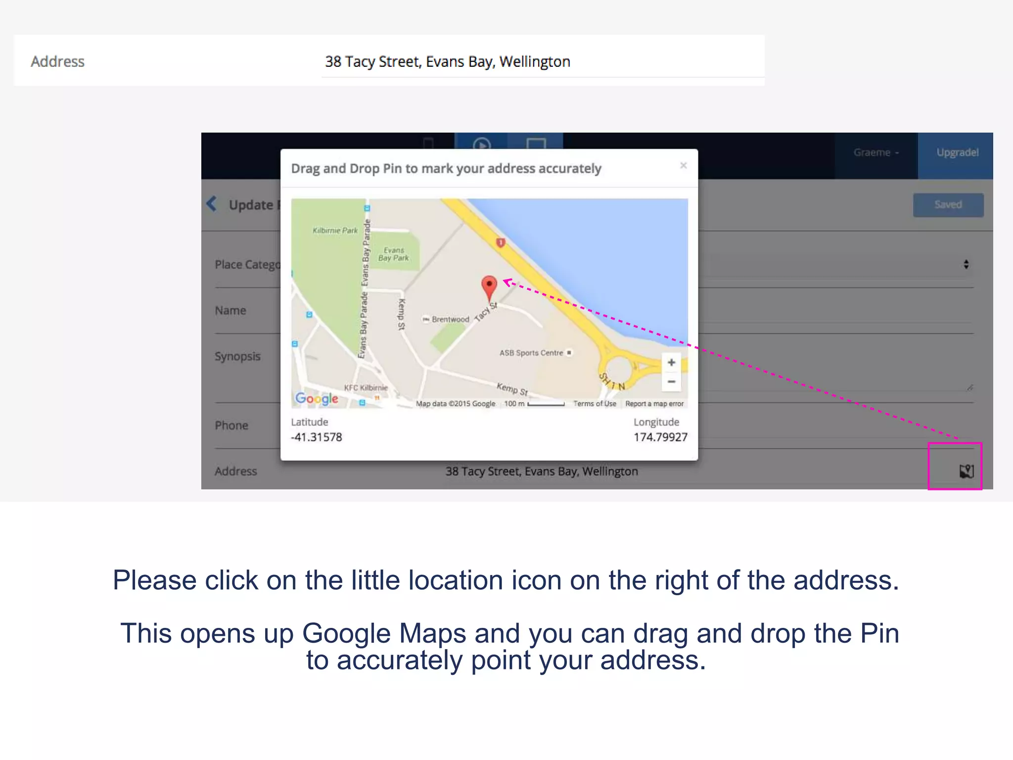 Please click on the little location icon on the right of the address.
This opens up Google Maps and you can drag and drop the Pin
to accurately point your address.
 