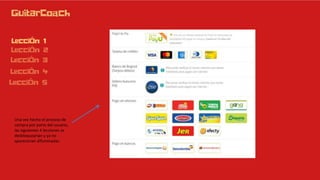 Una vez hecho el proceso de
compra por parte del usuario,
las siguientes 4 lecciones se
desbloquearían y ya no
aparecerían difuminadas
 