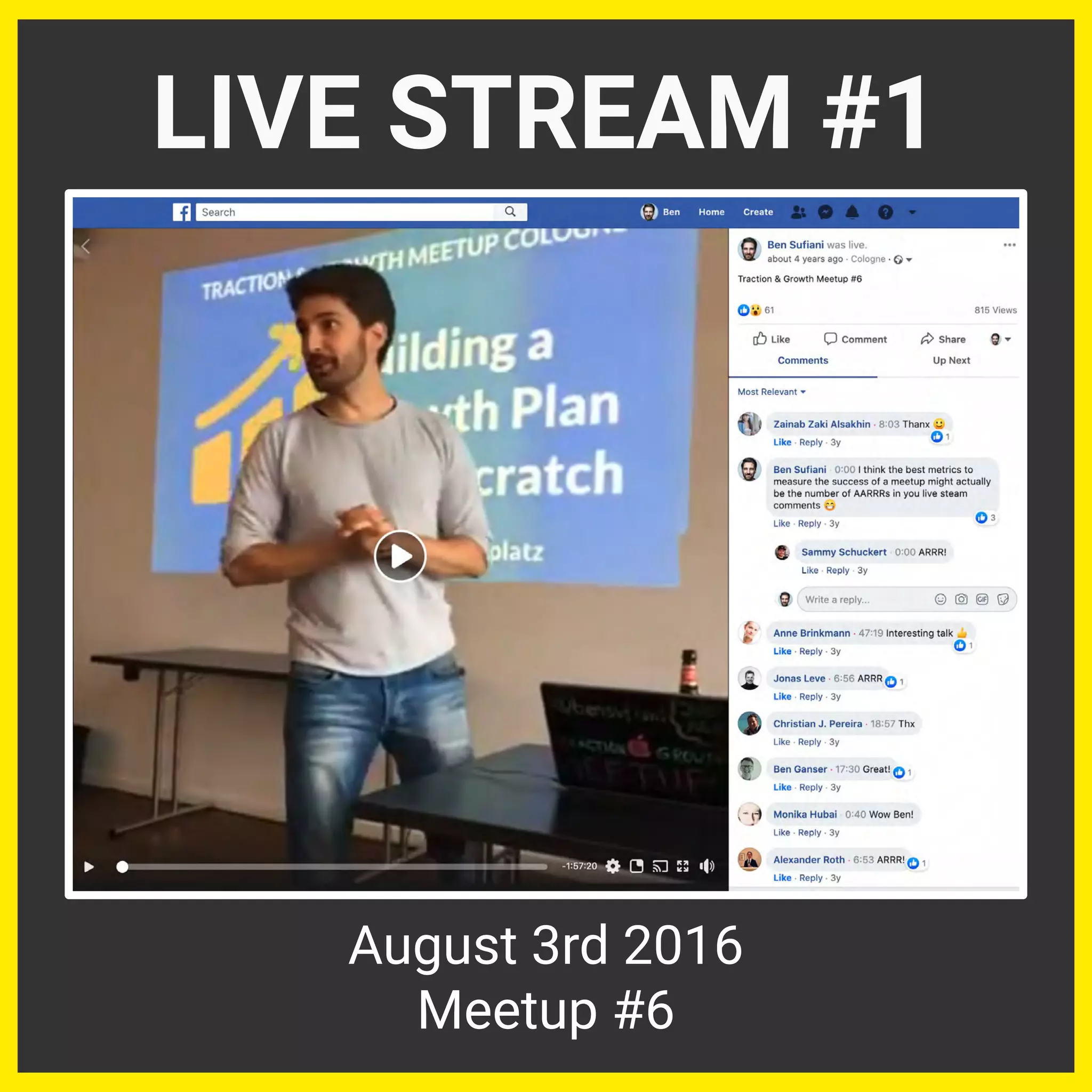 LIVE STREAM #1
August 3rd 2016
Meetup #6
 