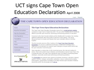 UCT signs Cape Town Open Education Declaration April 2008
