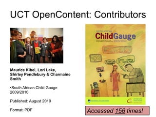 UCT OpenContent: ContributorsMark MassynConstruction Economics ManagementIntroduction to Project PlanningPublished: November 2010Format: PDFAccessed 103 times!