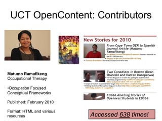 UCT OpenContent: ContributorsTim NoakesSports Science Institute of South AfricaThe body is willing but the mind is weak. Or is it the other way around?Published: February 2010Format: Audio lecture Accessed 164 times!