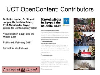 UCT OpenContent: ContributorsTravis NoakesMedia StudiesResearching Online Portfolio Social Networks at High School