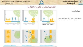 ‫المنيا‬ ‫جامعة‬
-
‫الهندسة‬ ‫كلية‬
‫مادة‬
:
‫ي‬‫الحضر‬‫التصميم‬
(
‫ي‬‫اختيار‬ ‫ر‬‫مقر‬
)
-
‫الرا‬ ‫الفرقة‬
‫بعة‬
‫د‬
.
‫ريام‬
‫المرشدي‬ ‫العمارة‬ ‫قسم‬
‫التجارية‬ ‫للشوارع‬ ‫الحضري‬ ‫التصميم‬
‫االرصفة‬ ‫عروض‬
‫رصيف‬
‫الشارع‬
‫التجاري‬
‫مع‬
‫تواجد‬
‫باعة‬
‫جائل‬
‫ين‬
 