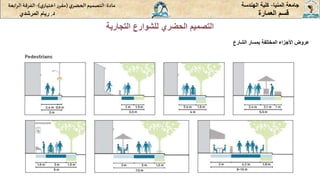 ‫المنيا‬ ‫جامعة‬
-
‫الهندسة‬ ‫كلية‬
‫مادة‬
:
‫ي‬‫الحضر‬‫التصميم‬
(
‫ي‬‫اختيار‬ ‫ر‬‫مقر‬
)
-
‫الرا‬ ‫الفرقة‬
‫بعة‬
‫د‬
.
‫ريام‬
‫المرشدي‬ ‫العمارة‬ ‫قسم‬
‫التجارية‬ ‫للشوارع‬ ‫الحضري‬ ‫التصميم‬
‫الشارع‬ ‫بمسار‬ ‫المختلفة‬ ‫األجزاء‬ ‫عروض‬
 