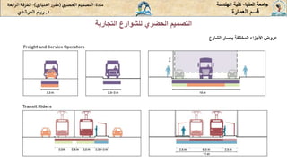 ‫المنيا‬ ‫جامعة‬
-
‫الهندسة‬ ‫كلية‬
‫مادة‬
:
‫ي‬‫الحضر‬‫التصميم‬
(
‫ي‬‫اختيار‬ ‫ر‬‫مقر‬
)
-
‫الرا‬ ‫الفرقة‬
‫بعة‬
‫د‬
.
‫ريام‬
‫المرشدي‬ ‫العمارة‬ ‫قسم‬
‫التجارية‬ ‫للشوارع‬ ‫الحضري‬ ‫التصميم‬
‫الشارع‬ ‫بمسار‬ ‫المختلفة‬ ‫األجزاء‬ ‫عروض‬
 