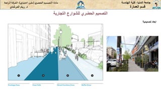 ‫المنيا‬ ‫جامعة‬
-
‫الهندسة‬ ‫كلية‬
‫مادة‬
:
‫ي‬‫الحضر‬‫التصميم‬
(
‫ي‬‫اختيار‬ ‫ر‬‫مقر‬
)
-
‫الرا‬ ‫الفرقة‬
‫بعة‬
‫د‬
.
‫ريام‬
‫المرشدي‬ ‫العمارة‬ ‫قسم‬
‫التجارية‬ ‫للشوارع‬ ‫الحضري‬ ‫التصميم‬
‫تصميمية‬ ‫ابعاد‬
 