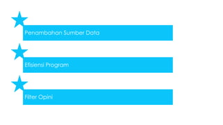 Penambahan Sumber Data 
Efisiensi Program 
Filter Opini 
 