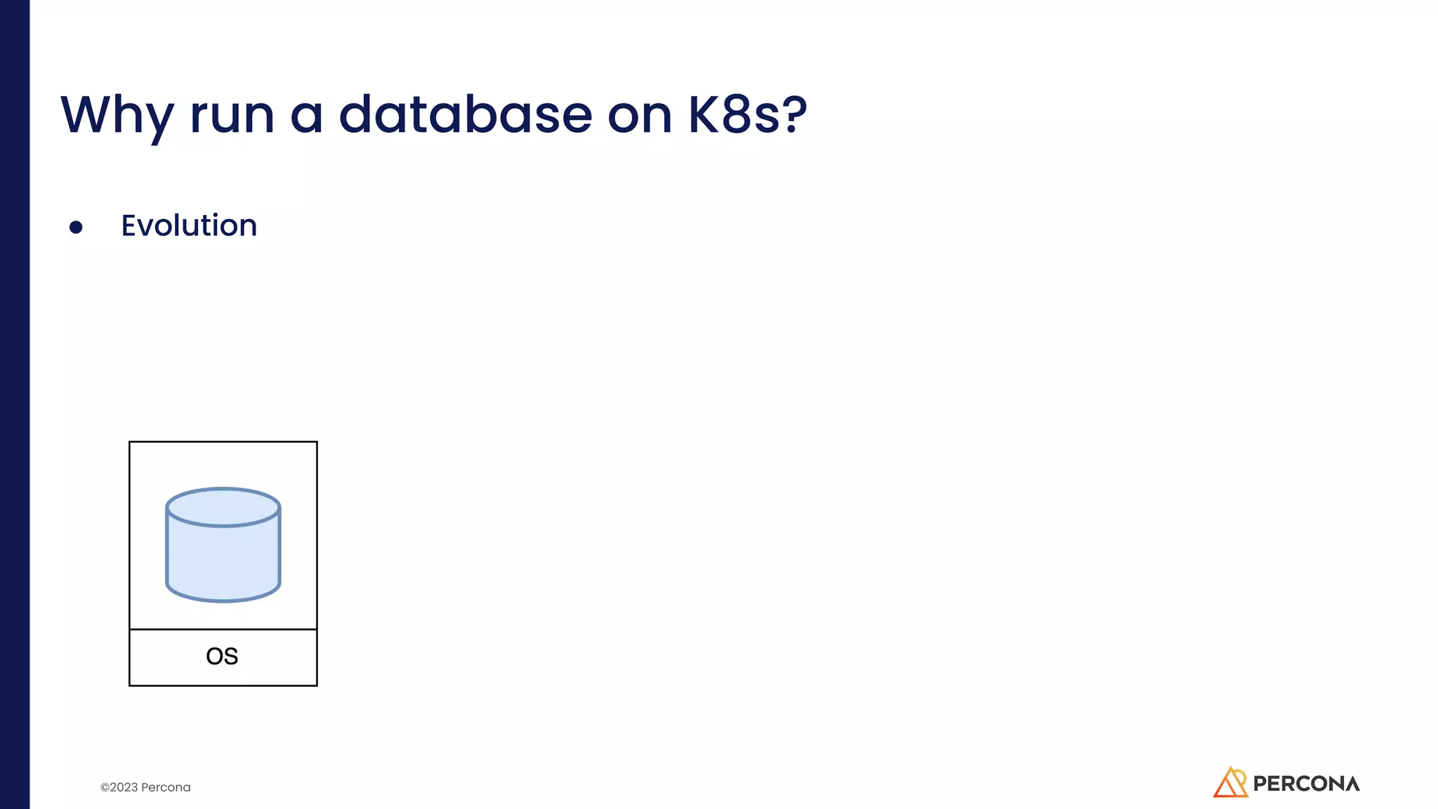 ©2023 Percona Why run a database on K8s? ● Evolution 