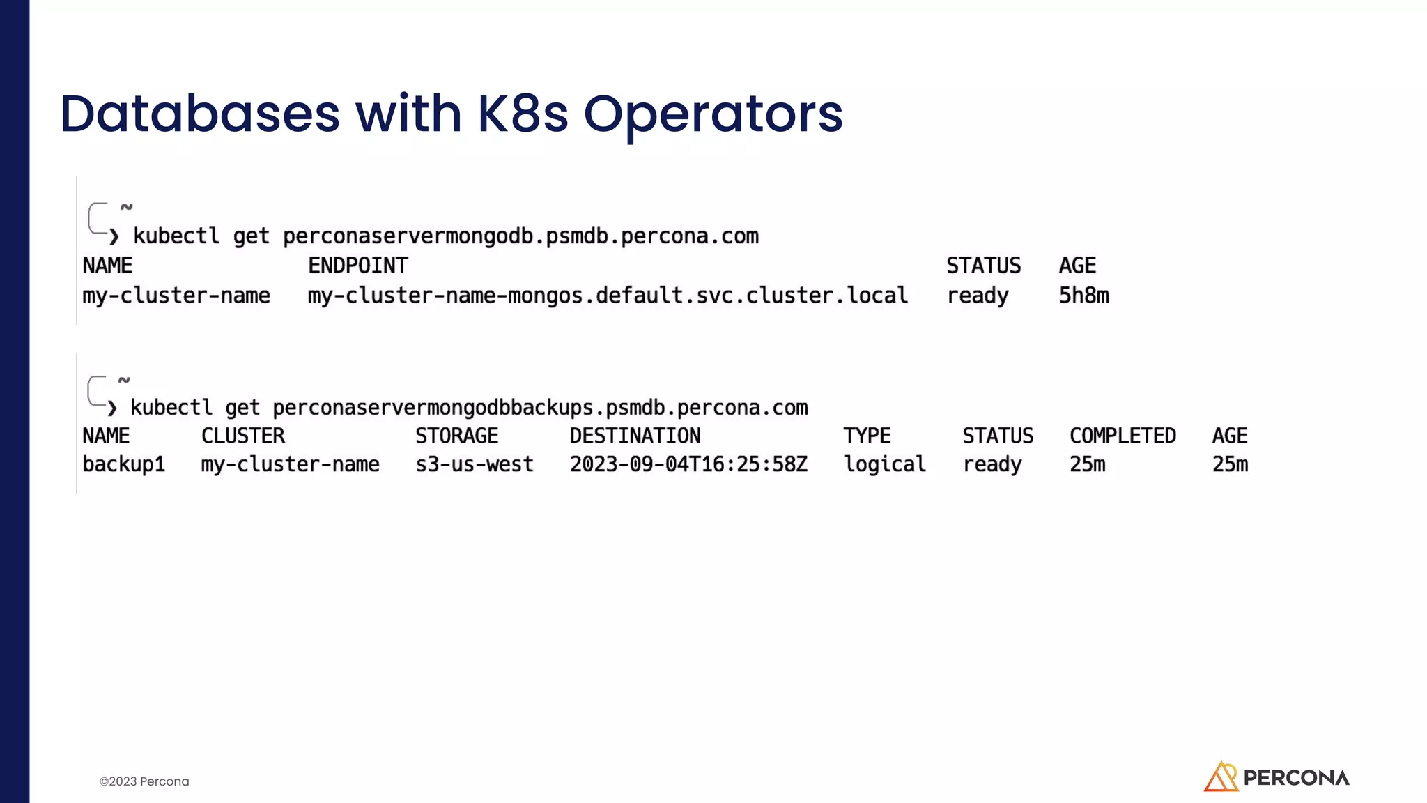 ©2023 Percona Databases with K8s Operators 