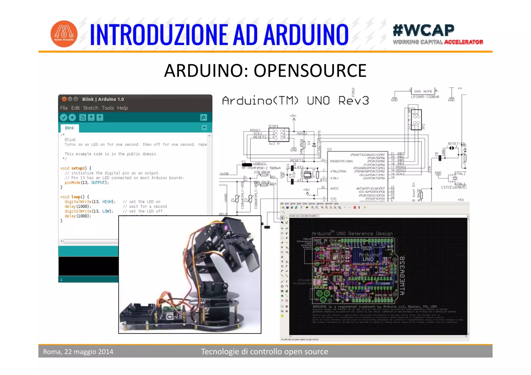 ARDUINO: OPENSOURCE
Roma, 22 maggio 2014 Tecnologie di controllo open source
 