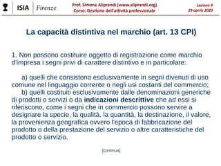 Prof. Simone Aliprandi (www.aliprandi.org)
Corso: Gestione dell'attività professionale
Lezione 9
29 aprile 2020
La capacit...