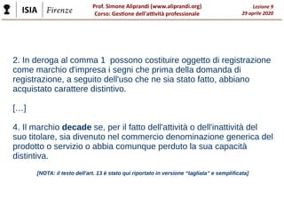 I marchi e gli altri segni distintivi (ISIA Firenze, aprile 2020) Slide 15