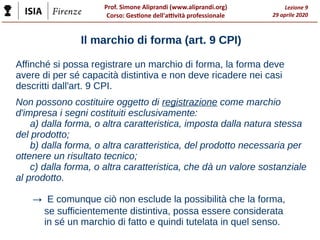I marchi e gli altri segni distintivi (ISIA Firenze, aprile 2020) Slide 24