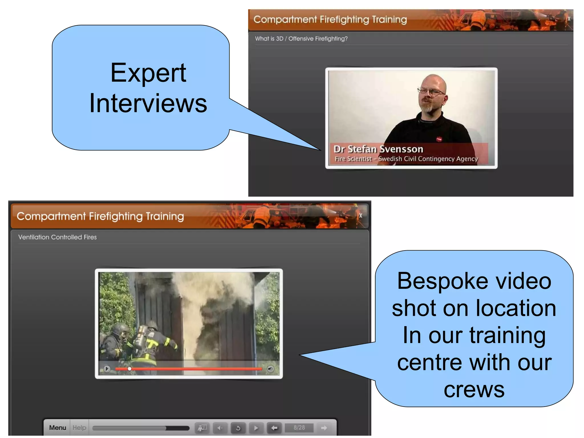 Bespoke video shot on location In our training centre with our crews Expert Interviews 