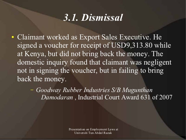 Presentation on Employment Law in Malaysia - for Masters 