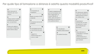 Per quale tipo di formazione a distanza è adatta questa modalità produttiva?
 
