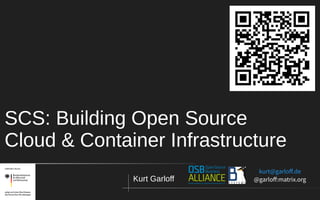Kurt Garloff
SCS: Building Open Source
Cloud & Container Infrastructure
kurt@garloff.de
@garloff:matrix.org
 