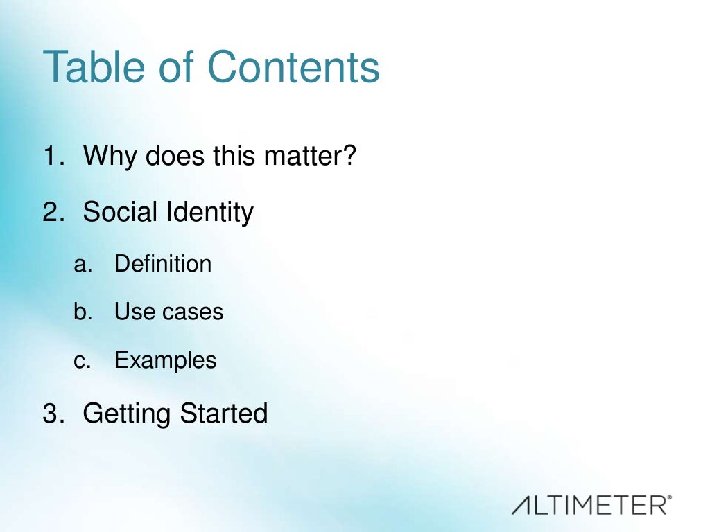 Table of Contents 1. Why