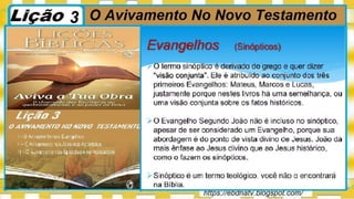 Slides Licao 3, CPAD, O Avivamento no Novo Testamento, 1Tr23, Pr Henrique.pptx