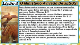 Slides Licao 4, CPAD, O Ministério Avivado de JESUS, 1Tr23, Pr Henrique.pptx