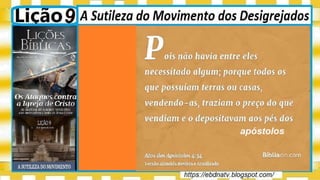 Slides Licao 9, A Sutileza do Movimento dos Desigrejados, 3Tr22, Pr Henrique, EBD NA TV.pptx
