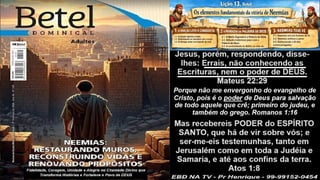 Slides Lição 13, Betel, Os elementos fundamentais da vitória de Neemias, 2Tr26.pptx