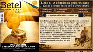 Slides Lição 6, Betel, A bênção da generosidade - quando o coração aberto atrai o favor de Deus, 3Tr26.pptx