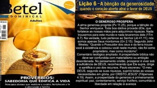 Slides Lição 6, Betel, A bênção da generosidade - quando o coração aberto atrai o favor de Deus, 3Tr26.pptx