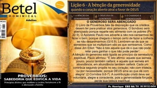 Slides Lição 6, Betel, A bênção da generosidade - quando o coração aberto atrai o favor de Deus, 3Tr26.pptx