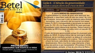 Slides Lição 6, Betel, A bênção da generosidade - quando o coração aberto atrai o favor de Deus, 3Tr26.pptx
