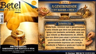 Slides Lição 6, Betel, A bênção da generosidade - quando o coração aberto atrai o favor de Deus, 3Tr26.pptx