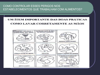 COMO CONTROLAR ESSES PERIGOS NOS
ESTABELECIMENTOS QUE TRABALHAM COM ALIMENTOS?
 